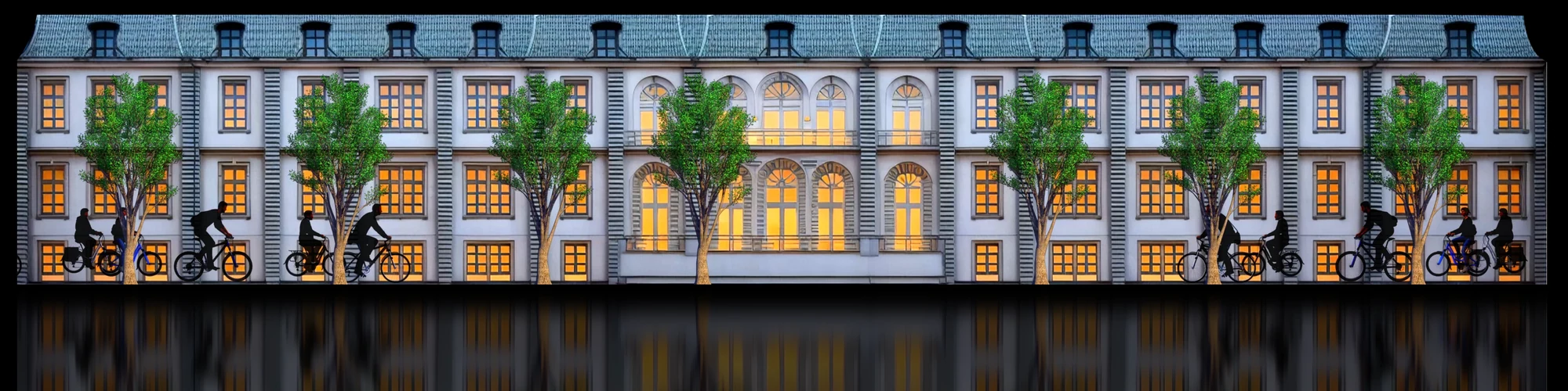 Tropical botanical mapping animation aligned to the municipal façade