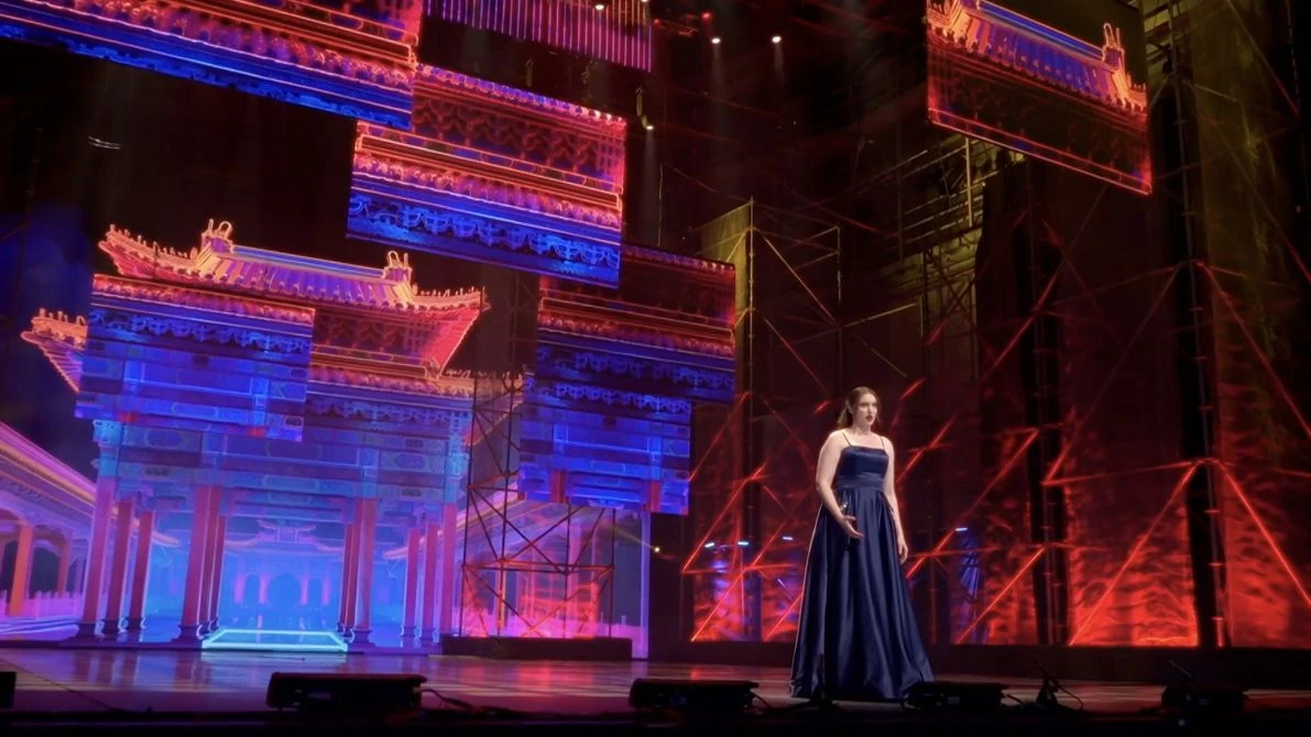 International Operatic Festival “Marie Kraja” — 2022 & 2024 — Rich scenic projection, architectural stage forms and live opera performer.