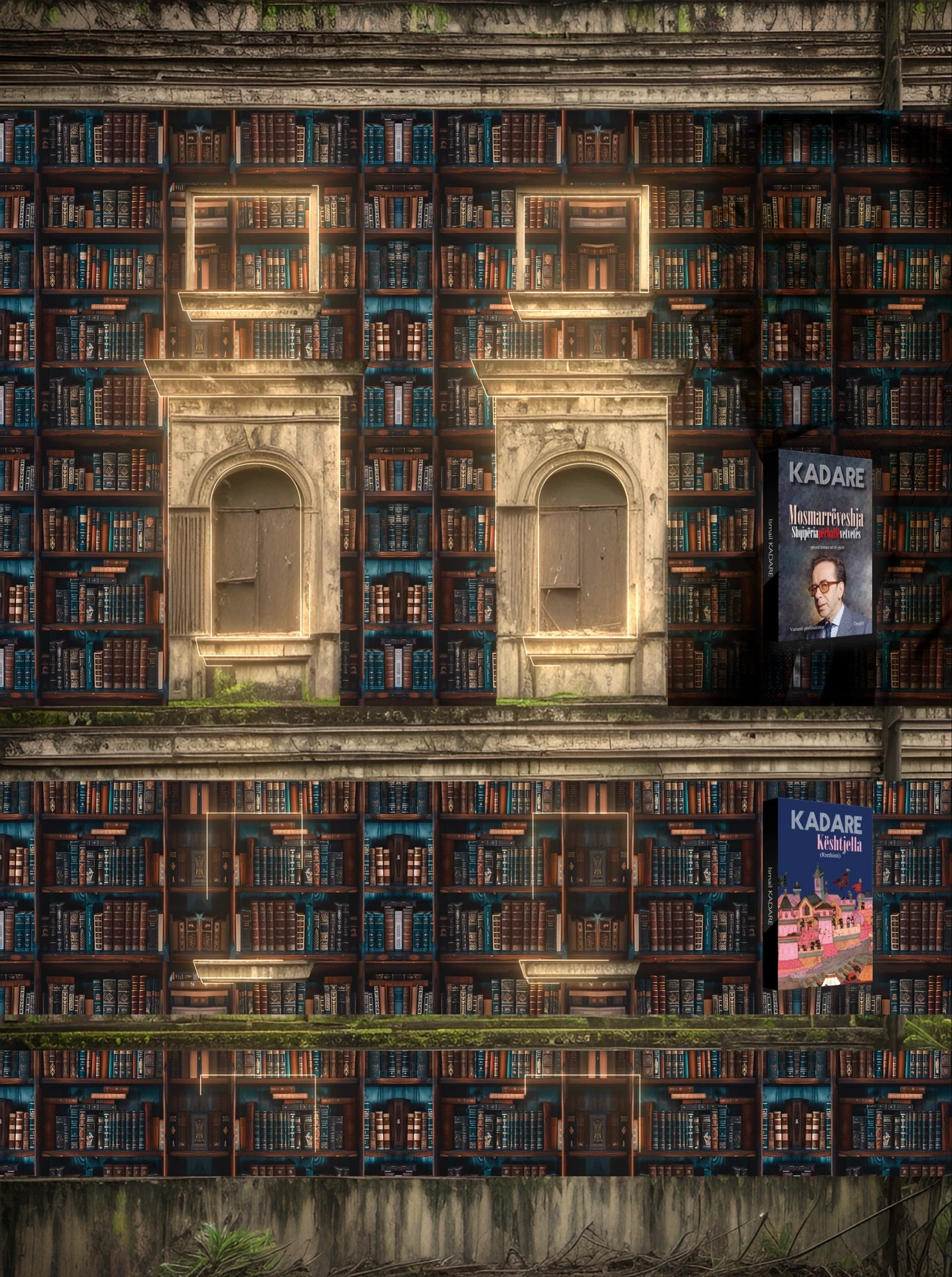 Ismail Kadare tribute — Ministry of Culture — Architecture transformed into a luminous library