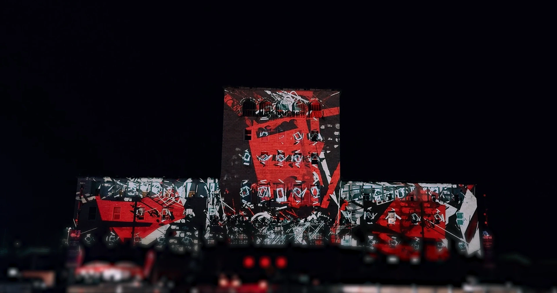 Tirana University — automotive mapping — Red-and-white architectural collage